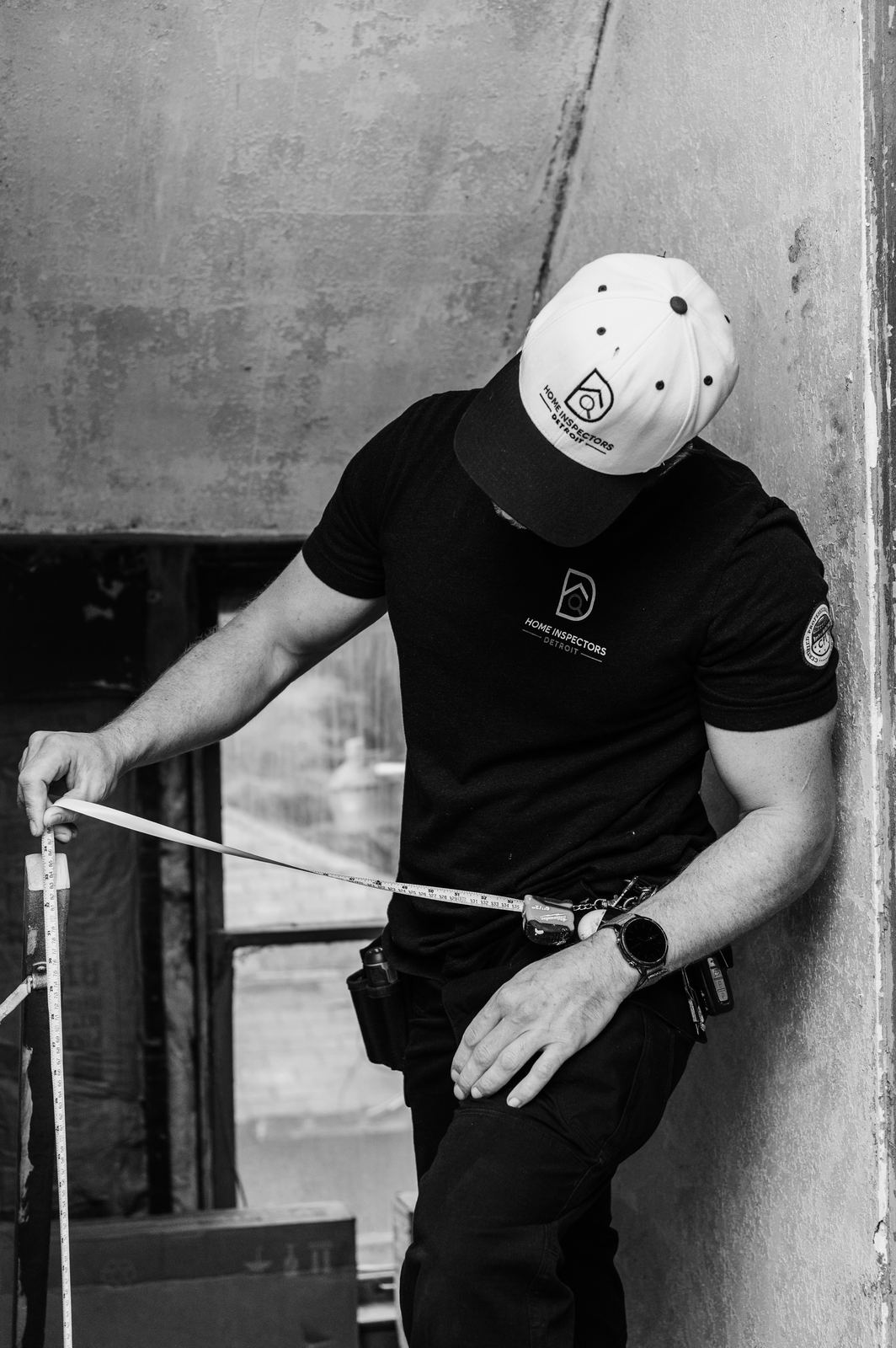 Milo Birk measuring during a home inspection, InterNACHI CPI
